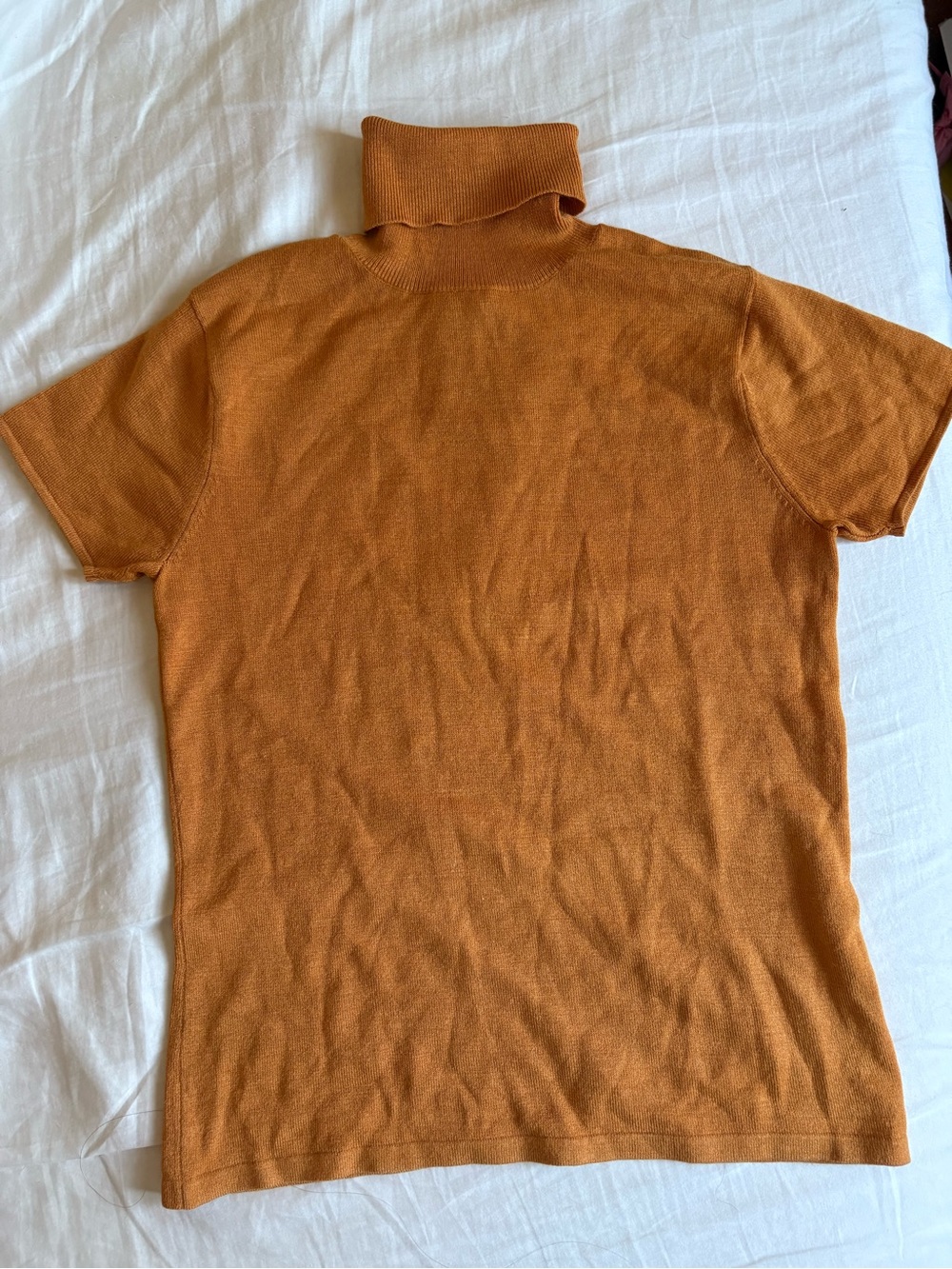 Banana Republic Stretch turtle neck top silk blend dark orange Sz XS